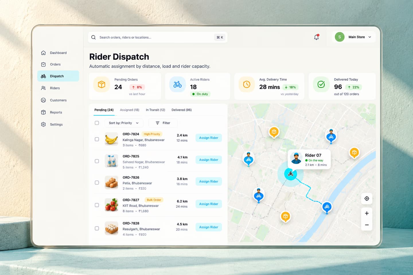 Rider dispatch engine